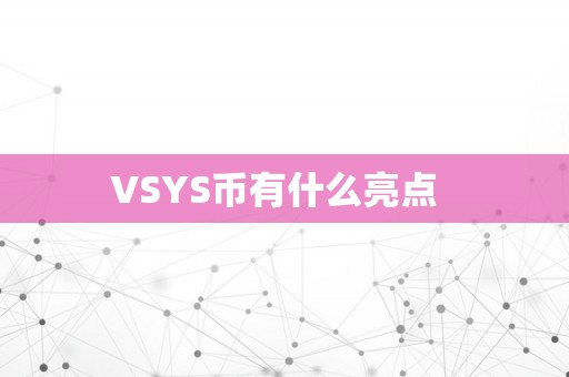 VSYS币有什么亮点  