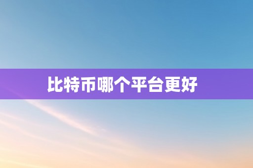 比特币哪个平台更好  