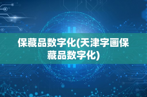 保藏品数字化(天津字画保藏品数字化)