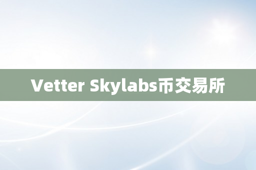 Vetter Skylabs币交易所