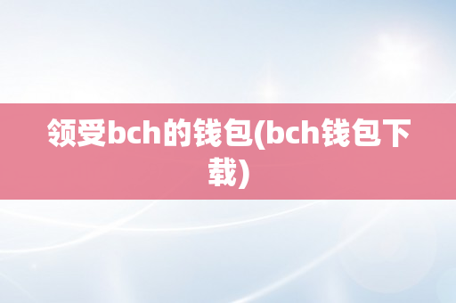 领受bch的钱包(bch钱包下载)